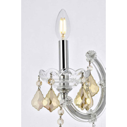Elegant Maria Theresa 2 Light Wall Sconce - Chrome/Golden Teak, L 12" (2800W1C-GT-RC)