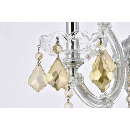 Elegant Maria Theresa 2 Light Wall Sconce - Chrome/Golden Teak, L 12" (2800W1C-GT-RC)