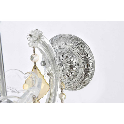 Elegant Maria Theresa 2 Light Wall Sconce - Chrome/Golden Teak, L 12" (2800W1C-GT-RC)