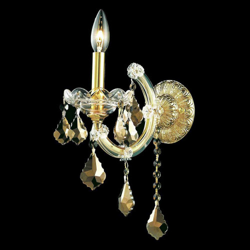 Elegant Maria Theresa 2 Light Wall Sconce - Gold/Golden Teak, L 12" (2800W1G-GT-RC)
