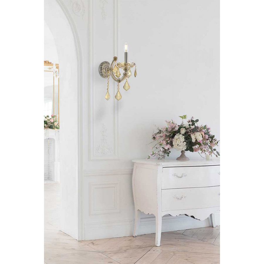 Elegant Maria Theresa 2 Light Wall Sconce - Golden Teak, L 12" (2800W1GT-GT-RC)