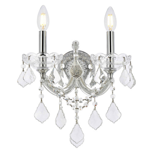 Elegant Maria Theresa 2 Light Wall Sconce - Chrome/RC, L 16" (2800W2C-RC)