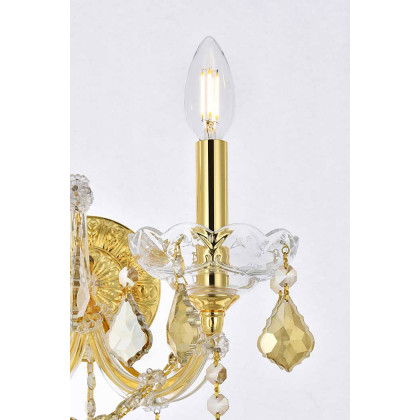 Elegant Maria Theresa 2 Light Wall Sconce - Gold/Golden Teak, L 16" (2800W2G-GT-RC)