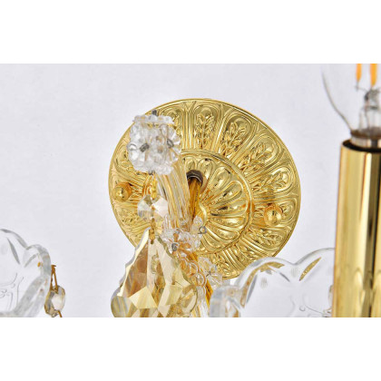 Elegant Maria Theresa 2 Light Wall Sconce - Gold/Golden Teak, L 16" (2800W2G-GT-RC)