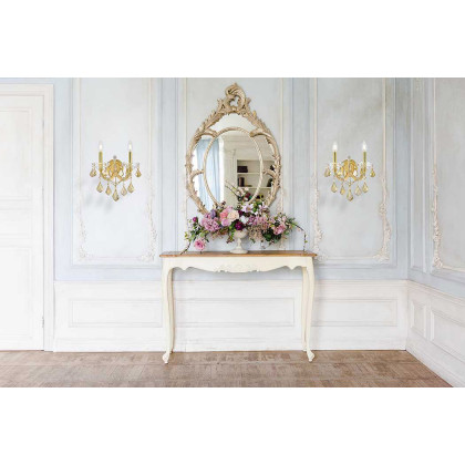 Elegant Maria Theresa 2 Light Wall Sconce - Gold/Golden Teak, L 16" (2800W2G-GT-RC)
