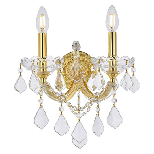 Elegant Maria Theresa 2 Light Wall Sconce - Gold, L 16" (2800W2G-RC)