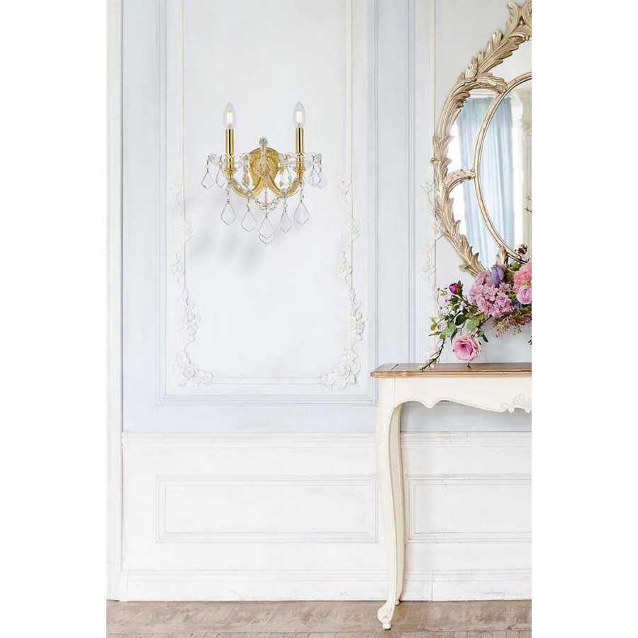 Elegant Maria Theresa 2 Light Wall Sconce - Gold, L 16" (2800W2G-RC)