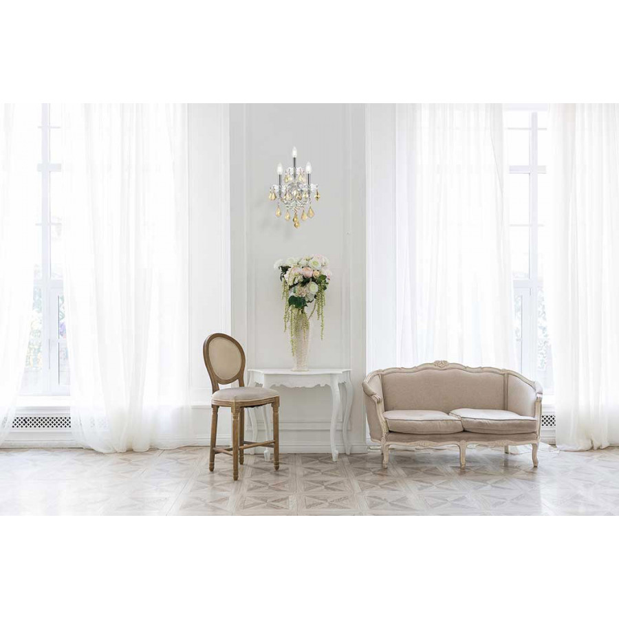 Elegant Maria Theresa 2 Light Wall Sconce - Chrome/Golden Teak, L 19" (2800W3C-GT-RC)