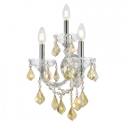 Elegant Maria Theresa 2 Light Wall Sconce - Chrome/Golden Teak, L 19" (2800W3C-GT-RC)