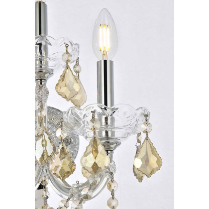 Elegant Maria Theresa 2 Light Wall Sconce - Chrome/Golden Teak, L 19" (2800W3C-GT-RC)
