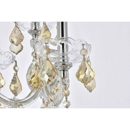 Elegant Maria Theresa 2 Light Wall Sconce - Chrome/Golden Teak, L 19" (2800W3C-GT-RC)