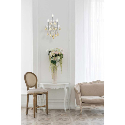 Elegant Maria Theresa 2 Light Wall Sconce - Chrome/Golden Teak, L 19" (2800W3C-GT-RC)
