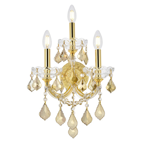 Elegant Maria Theresa 2 Light Wall Sconce - Gold/Golden Teak, L 19" (2800W3G-GT-RC)