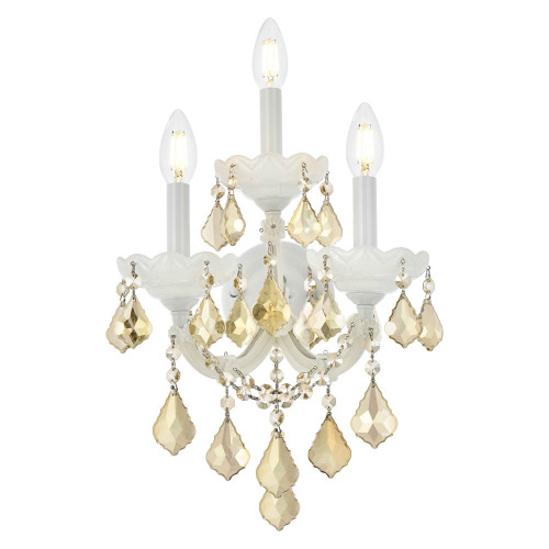 Elegant Maria Theresa 2 Light Wall Sconce - White/Golden Teak, L 19" (2800W3WH-GT-RC)