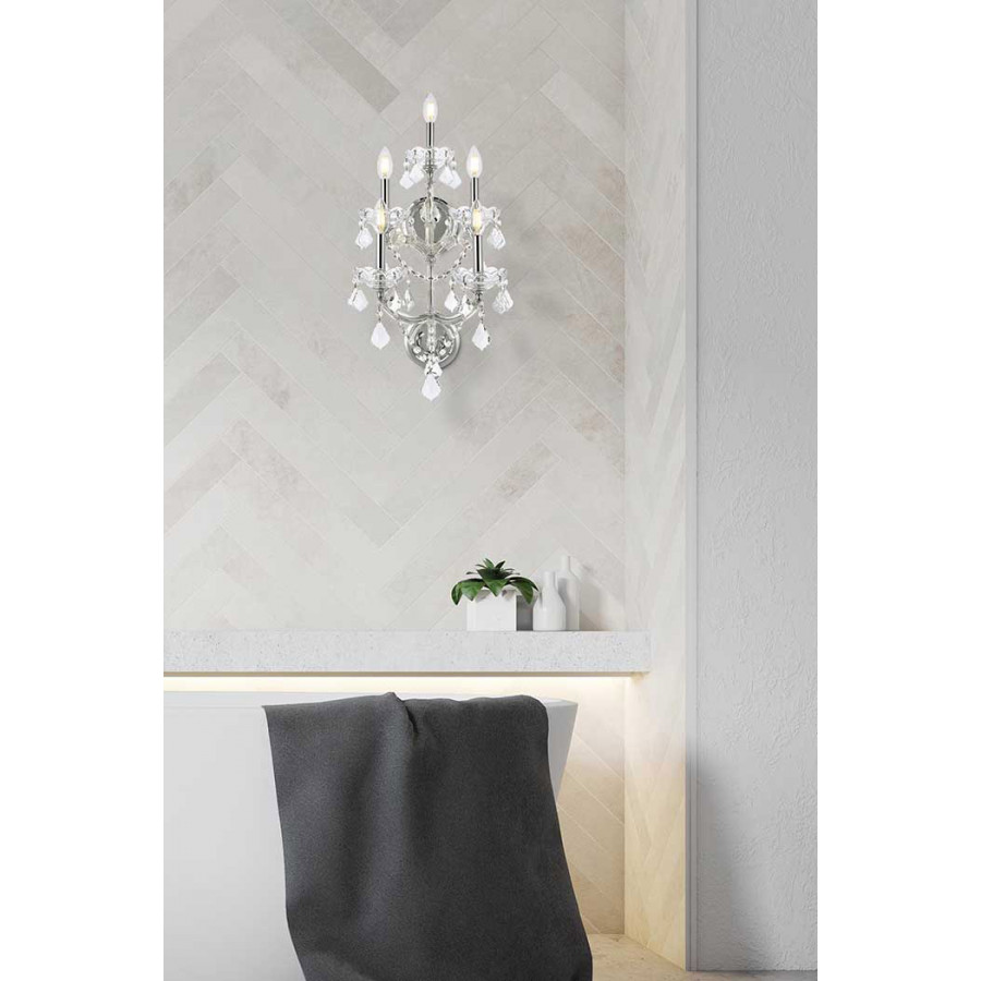 Elegant Maria Theresa 2 Light Wall Sconce - Chrome, L 29.5" (2800W5C-EC)