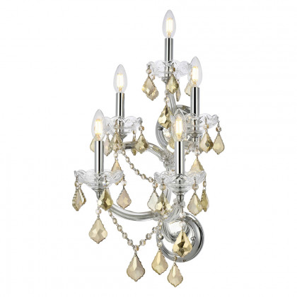 Elegant Maria Theresa 2 Light Wall Sconce - Chrome/Golden Teak, L 29.5" (2800W5C-GT-RC)