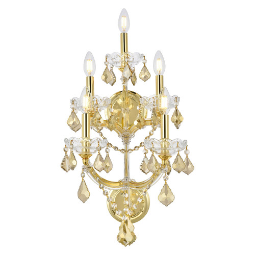 Elegant Maria Theresa 2 Light Wall Sconce - Gold/Golden Teak, L 29.5" (2800W5G-GT-RC)
