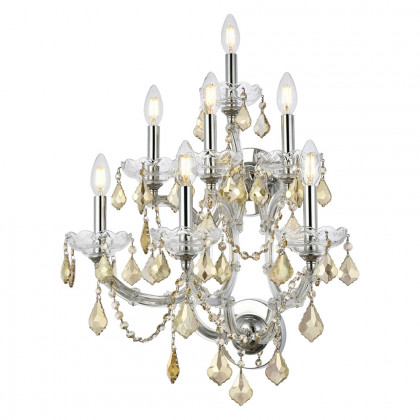 Elegant Maria Theresa 2 Light Wall Sconce - Chrome/Golden Teak, L 27" (2800W7C-GT-RC)