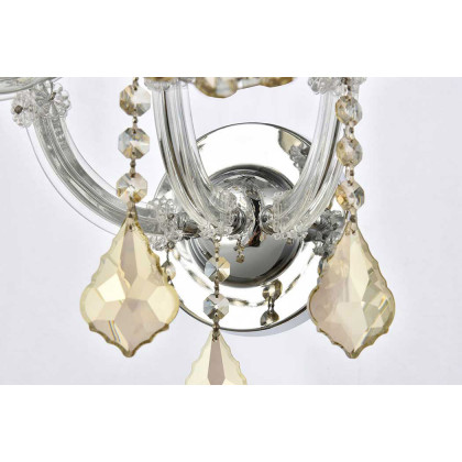Elegant Maria Theresa 2 Light Wall Sconce - Chrome/Golden Teak, L 27" (2800W7C-GT-RC)