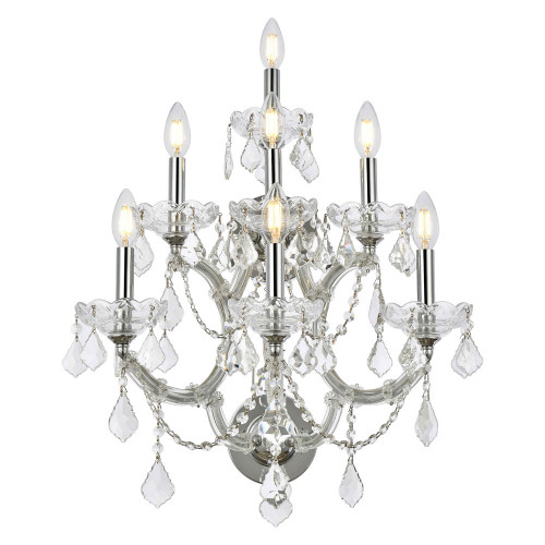 Elegant Maria Theresa 2 Light Wall Sconce - Chrome, L 27" (2800W7C-RC)
