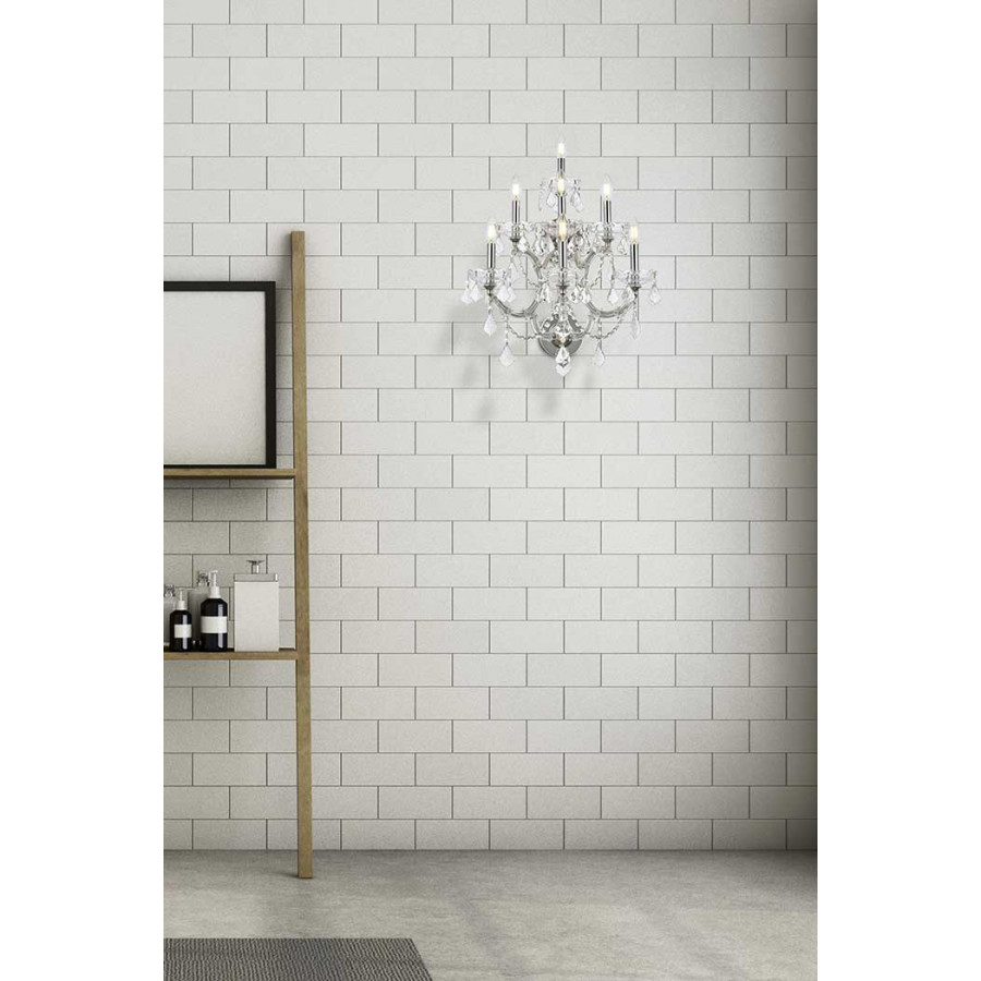 Elegant Maria Theresa 2 Light Wall Sconce - Chrome, L 27" (2800W7C-RC)