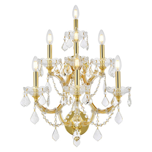 Elegant Maria Theresa 2 Light Wall Sconce - Golden Teak, L 27" (2800W7G-RC)