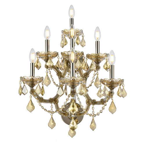 Elegant Maria Theresa 2 Light Wall Sconce - Golden Teak, L 29.5" (2800W7GT-GT-RC)