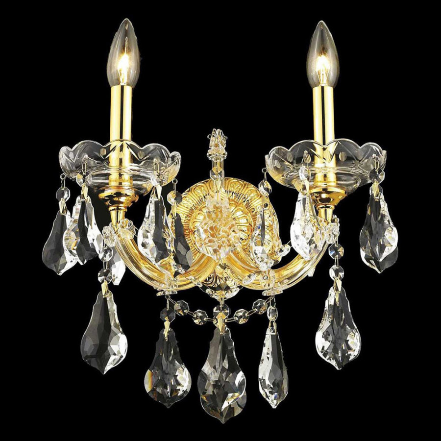 Elegant Maria Theresa 2-Light Wall Sconce - Gold, L 16" (2801W2G-RC)