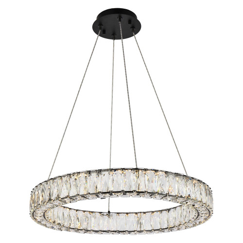 Elegant Monroe Led Chandelier - Black, L 23" (3503D23BK)