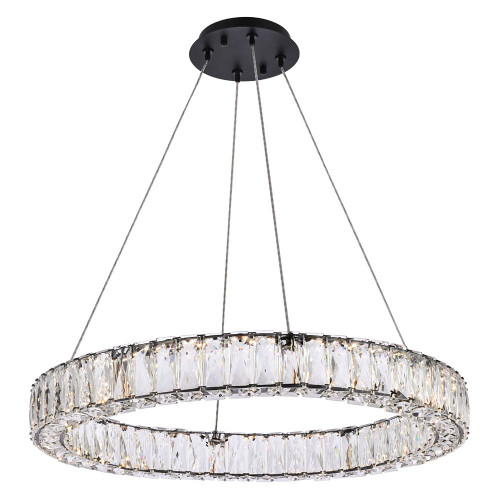Elegant Monroe Led Chandelier - Black, L 26" (3503D26BK)