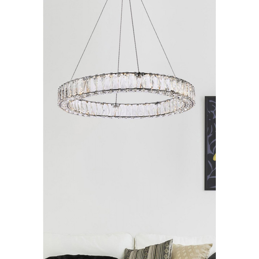 Elegant Monroe Led Chandelier - Black, L 26" (3503D26BK)