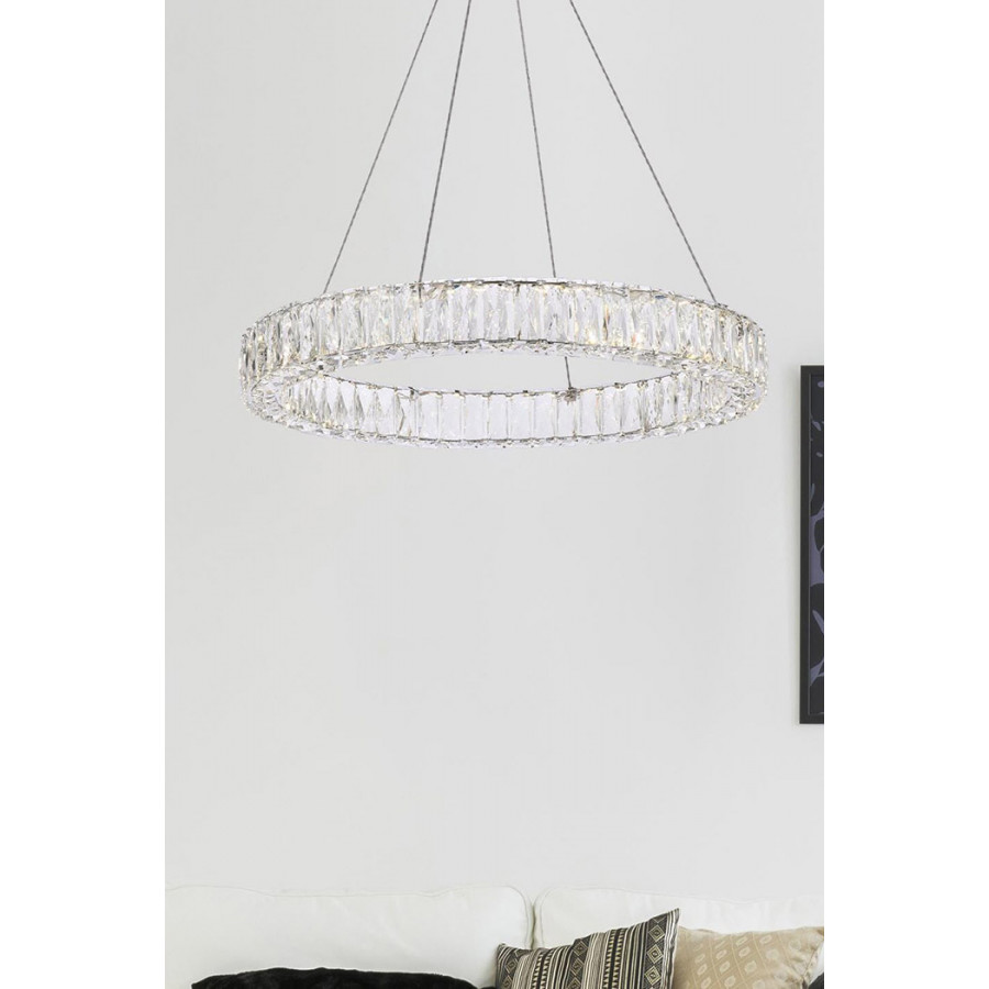 Elegant Monroe Led Chandelier - Chrome, L 26" (3503D26C)