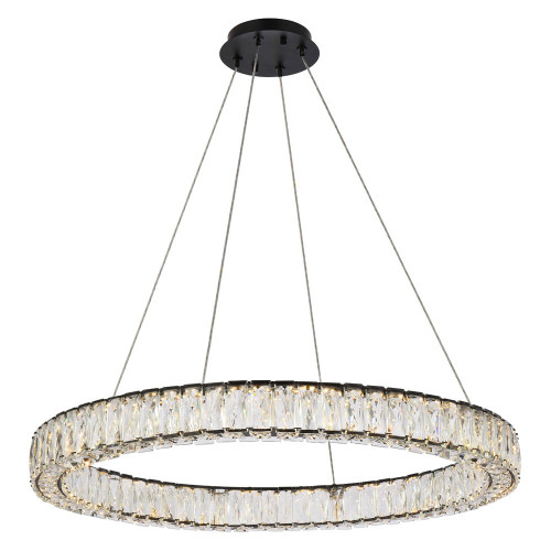 Elegant Monroe Led Chandelier - Black, L 31" (3503D31BK)