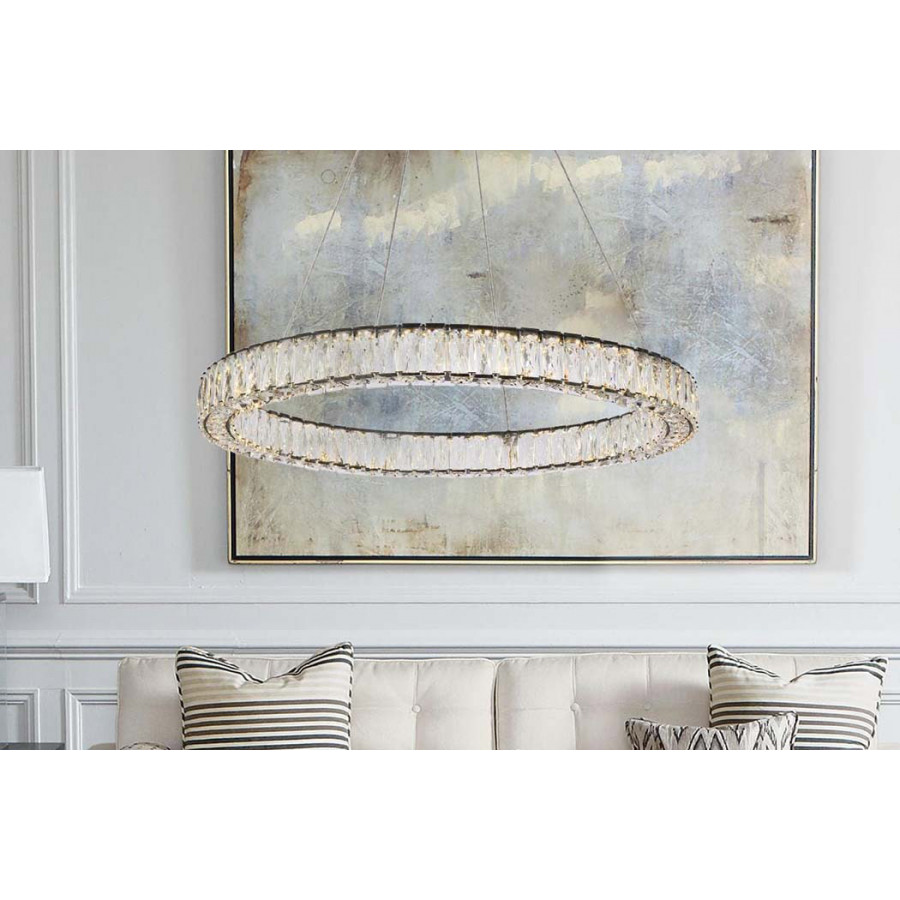 Elegant Monroe Led Chandelier - Black, L 31" (3503D31BK)