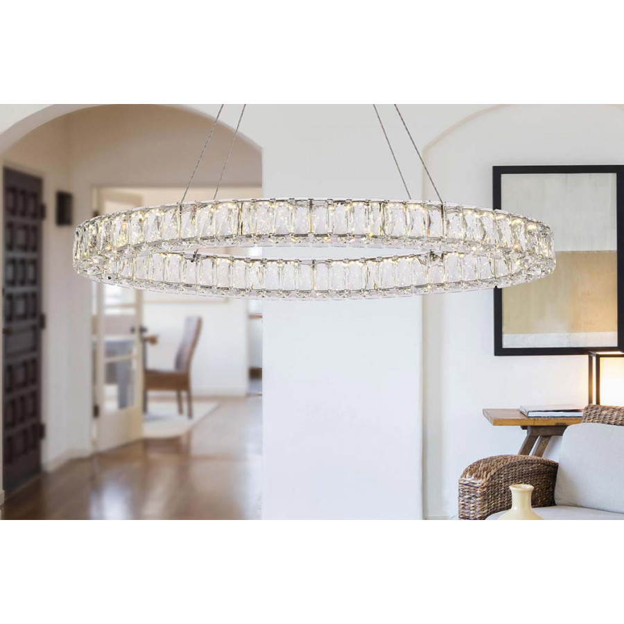 Elegant Monroe Led Chandelier - Chrome, L 36" (3503D36C)