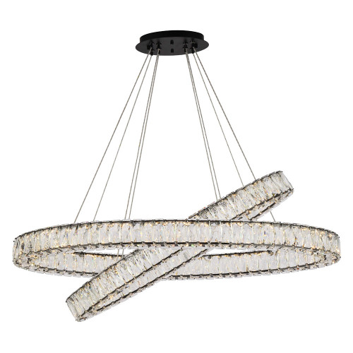 Elegant Monroe Led Chandelier - Black, L 40" (3503D40BK)