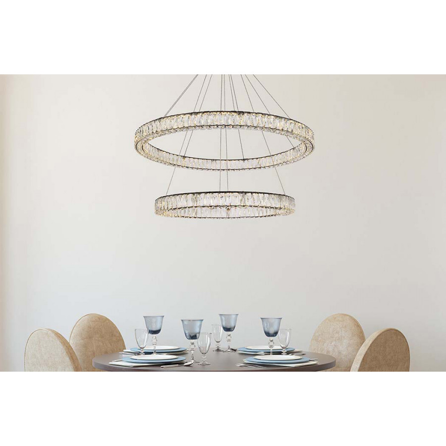 Elegant Monroe Led Chandelier - Black, L 42" (3503D42BK)