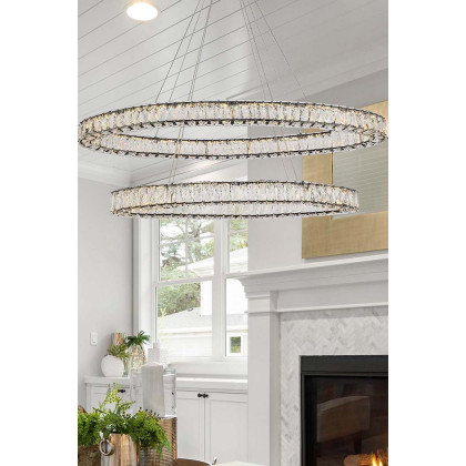 Elegant Monroe Led Chandelier - Black, L 48" (3503D48BK)