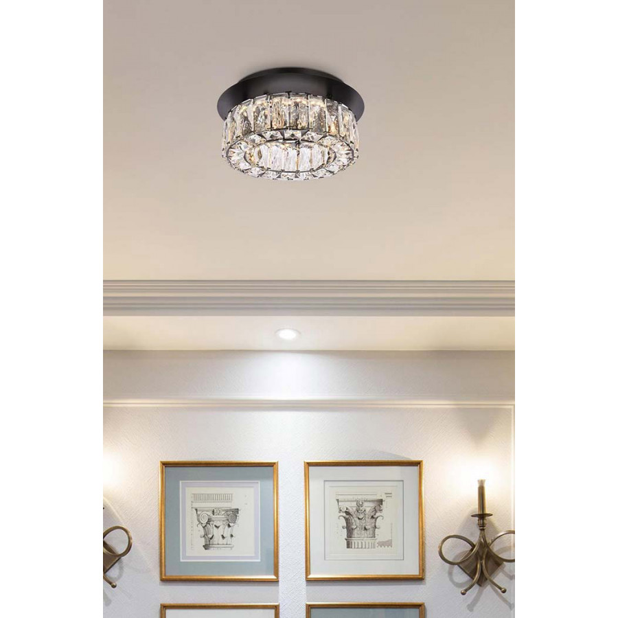 Elegant Monroe Led Flush Mount - Black, L 12" (3503F12BK)