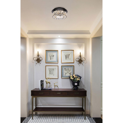 Elegant Monroe Led Flush Mount - Black, L 12" (3503F12BK)