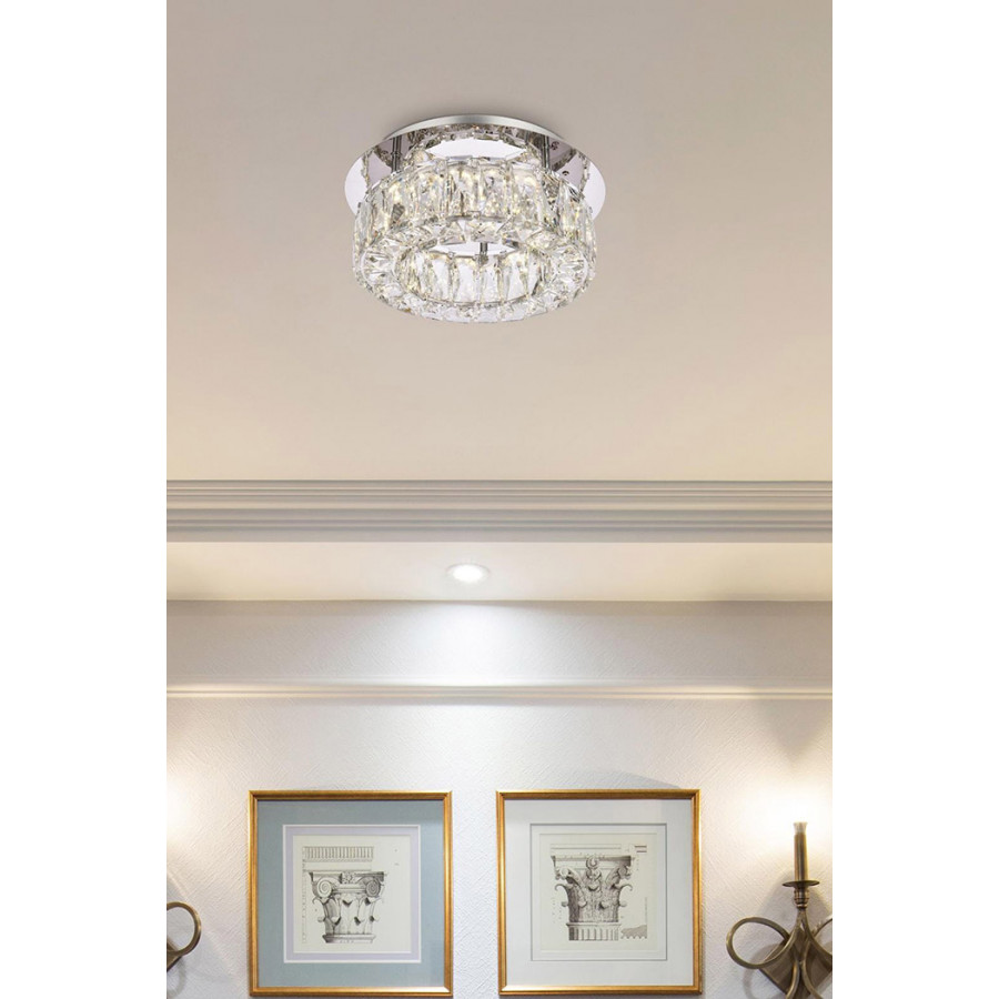 Elegant Monroe Led Flush Mount - Chrome, L 12" (3503F12C)