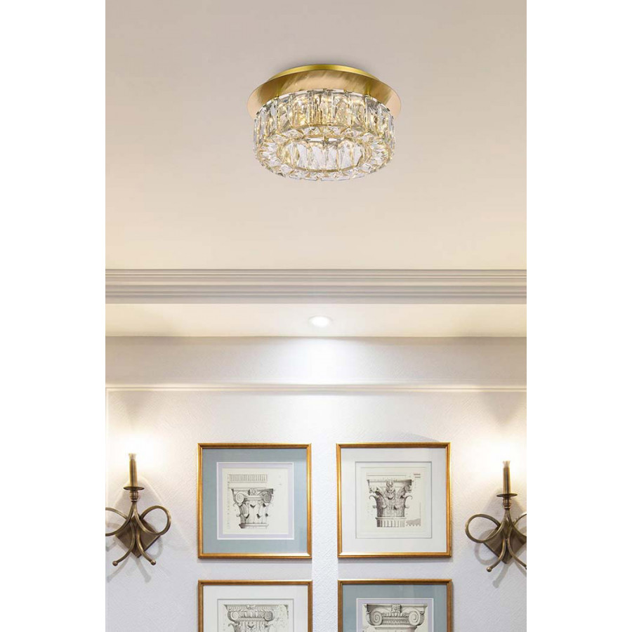 Elegant Monroe Led Flush Mount - Gold, L 12" (3503F12G)