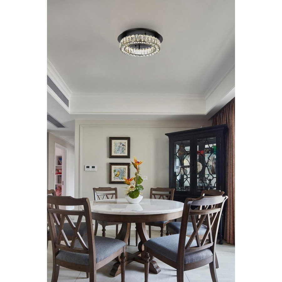 Elegant Monroe Led Flush Mount - Black, L 18" (3503F18BK)