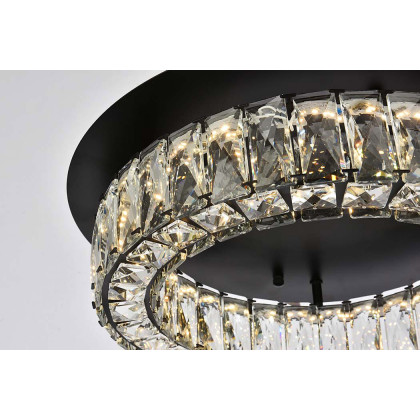 Elegant Monroe Led Flush Mount - Black, L 18" (3503F18BK)