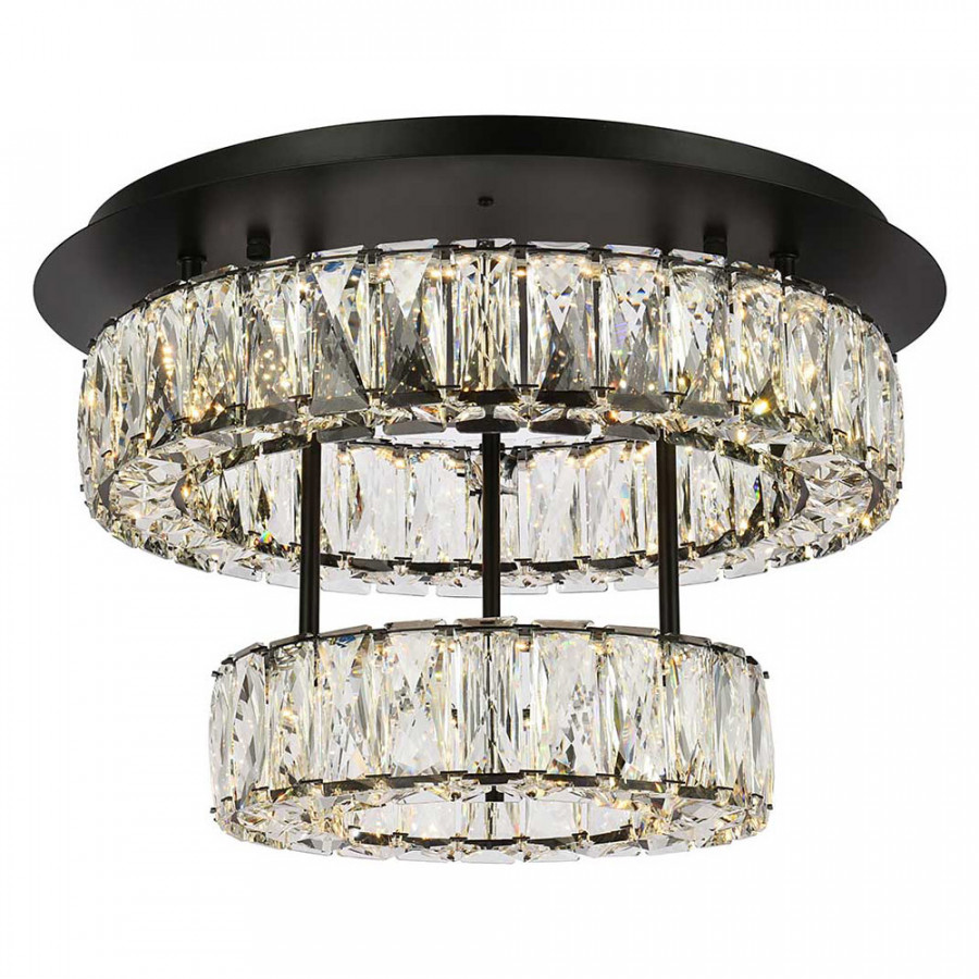 Elegant Monroe Led Flush Mount - Black, L 18", 2 Lights (3503F18L2BK)