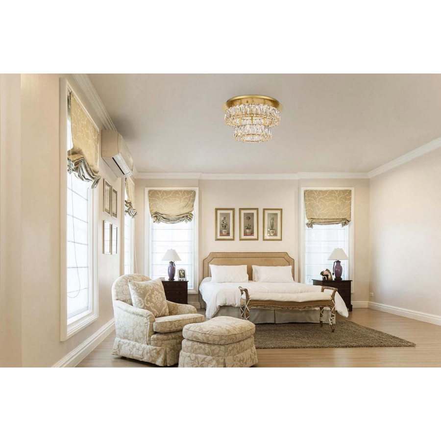 Elegant Monroe Led Flush Mount - Gold, L 18", 2 Lights (3503F18L2G)