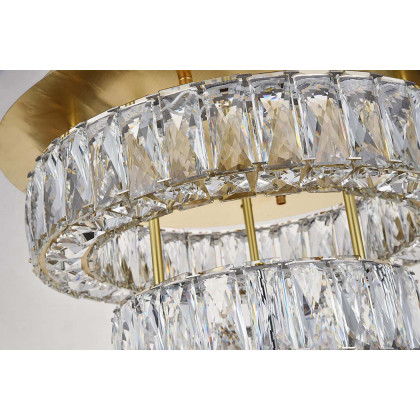 Elegant Monroe Led Flush Mount - Gold, L 18", 2 Lights (3503F18L2G)
