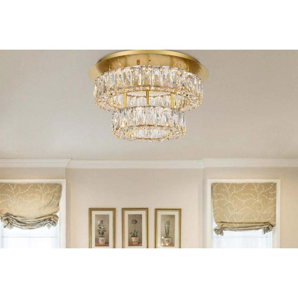 Elegant Monroe Led Flush Mount - Gold, L 18", 2 Lights (3503F18L2G)
