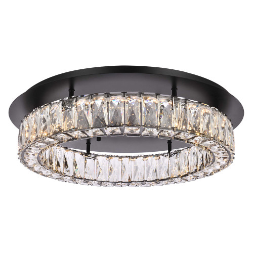 Elegant Monroe Led Flush Mount - Black, L 22" (3503F22BK)