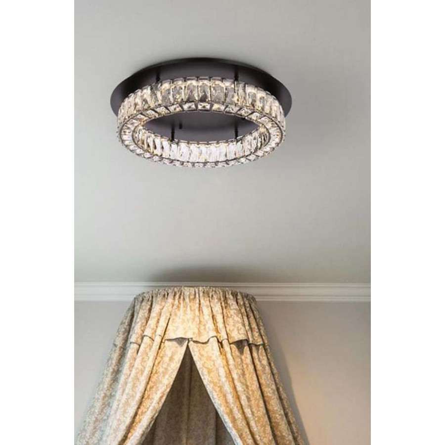Elegant Monroe Led Flush Mount - Black, L 22" (3503F22BK)